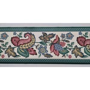 Fashon Pre-pasted Decorative Wall Border - Green Maroon Blue - 5yds - 6.75" Tall